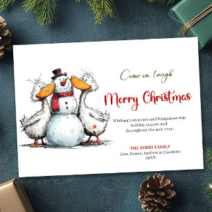 Christmas Quirky Silly Geese Humour Greeting Card