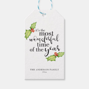 Christmas Quote Most Wonderful Time Hand Lettering Gift Tags