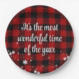 Christmas Quote on Buffalo Plaid  Paper Plate