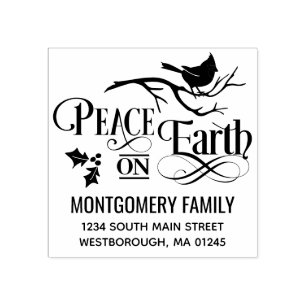 Christmas Quote Peace on Earth Return Address Rubber Stamp