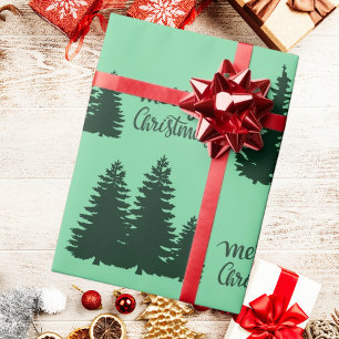 Christmas Quote Tree Pattern Elegant Black Green Wrapping Paper