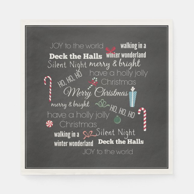 Christmas Quotes and Sayings Typography Napkin (Front)