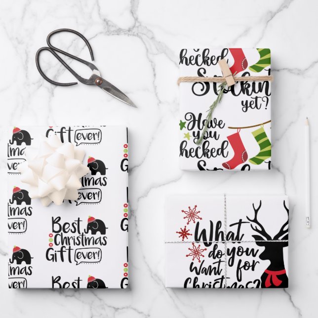 Christmas Quotes for Kids Wrapping Paper Sheet (Front)