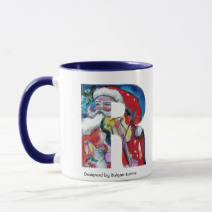 CHRISTMAS R LETTER / SANTA  WITH VIOLIN MONOGRAM MUG