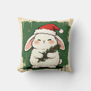 Christmas Rabbit Chinese Zodiac Throw Pillow