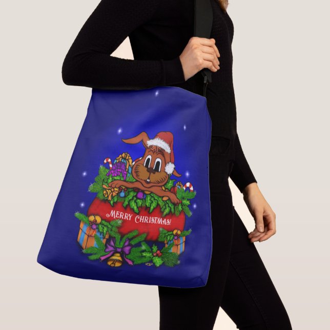 Christmas Rabbit Crossbody Bag (Close Up)