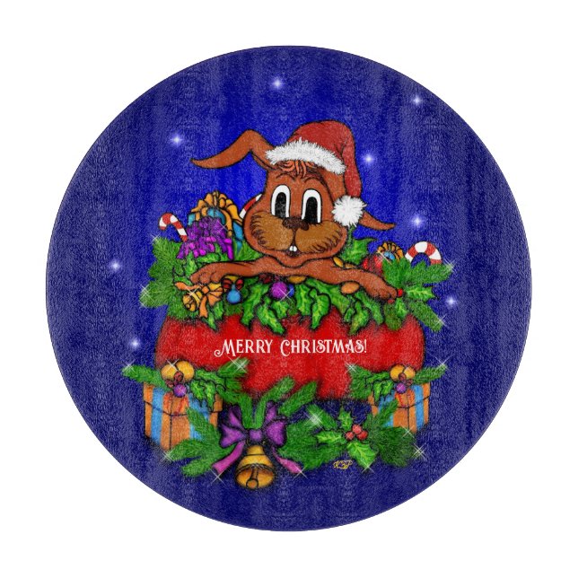 Christmas Rabbit Cutting Board (Front)