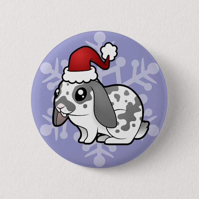 Christmas Rabbit (floppy ear smooth hair) 2 Inch Round Button (Front)