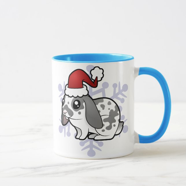 Christmas Rabbit (floppy ear smooth hair) Mug (Right)