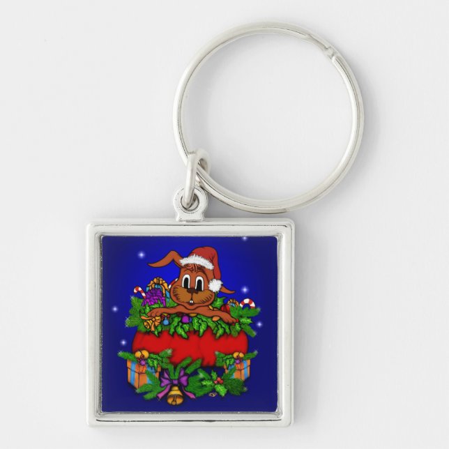 Christmas Rabbit Keychain (Front)