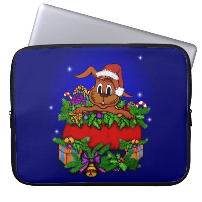 Christmas Rabbit Laptop Sleeve (Front)