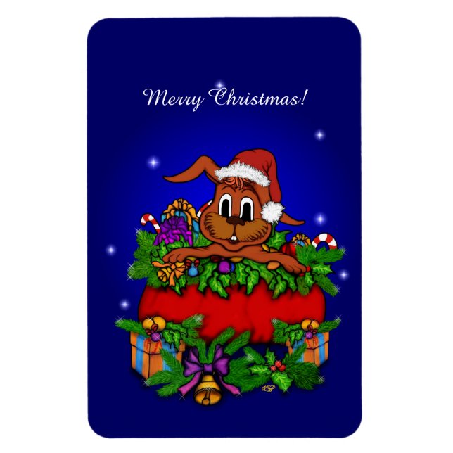 Christmas Rabbit Magnet (Vertical)