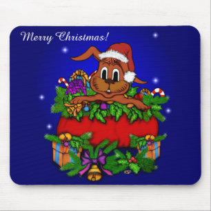 Christmas Rabbit Mouse Pad