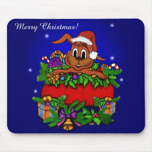 Christmas Rabbit Mouse Pad (Front)