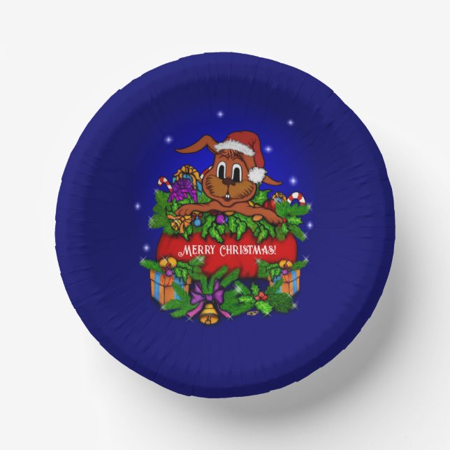 Christmas Rabbit Paper Plate (Front)