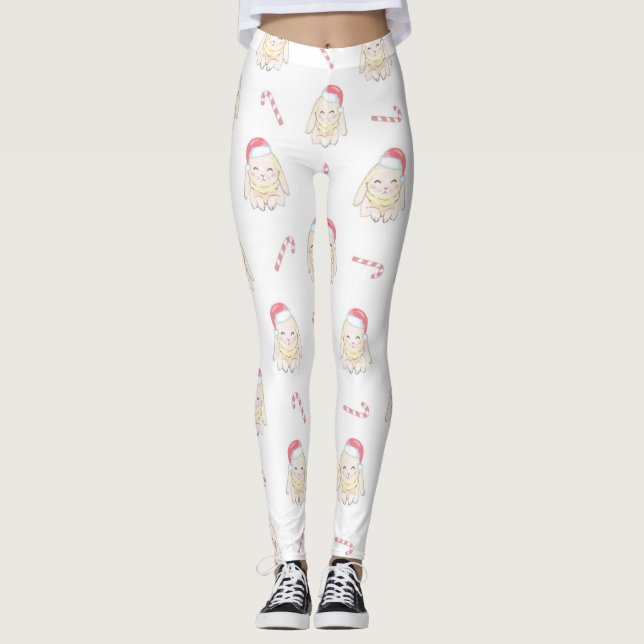 Christmas Rabbit Pattern Leggings (Front)
