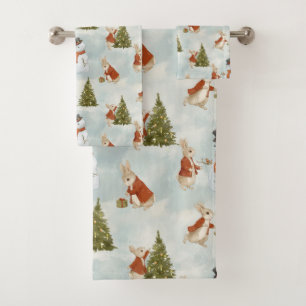 Christmas Rabbit Peter Vintage Bath Towel Set