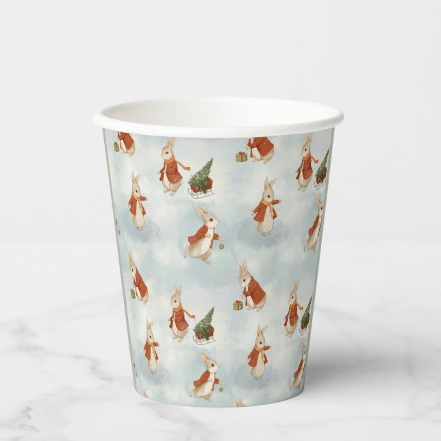 Christmas Rabbit Peter Vintage Paper Cups (Front)