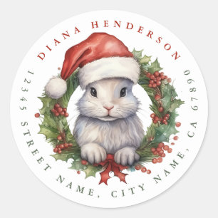 Christmas Rabbit Round Stickers