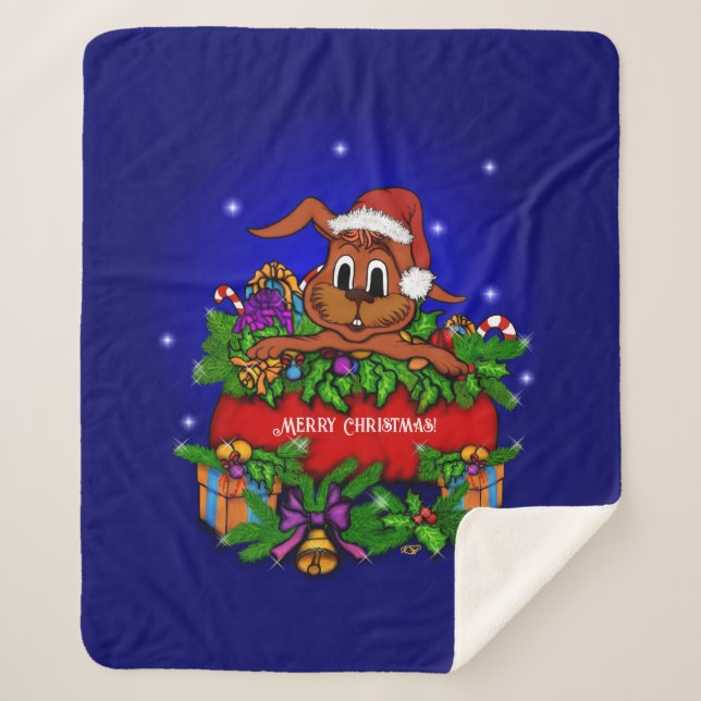 Christmas Rabbit Sherpa Blanket (Front)