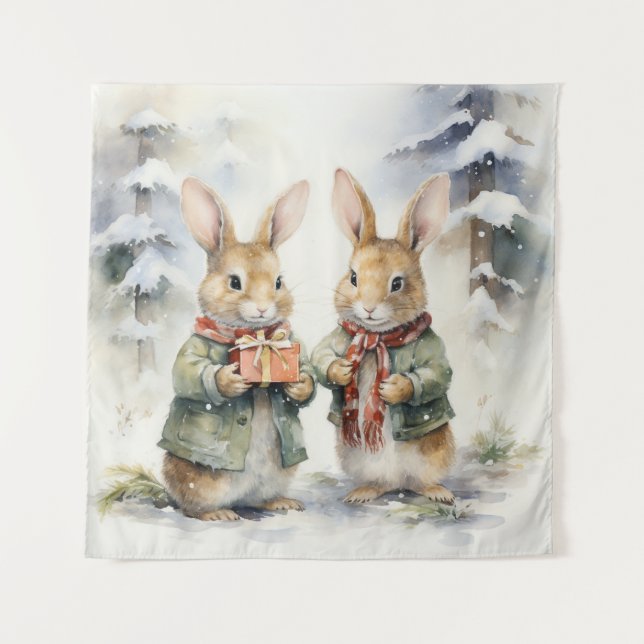 Christmas Rabbit Tapestry (Front)