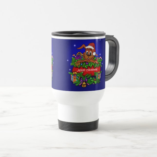 Christmas Rabbit Travel Mug (Front Right)