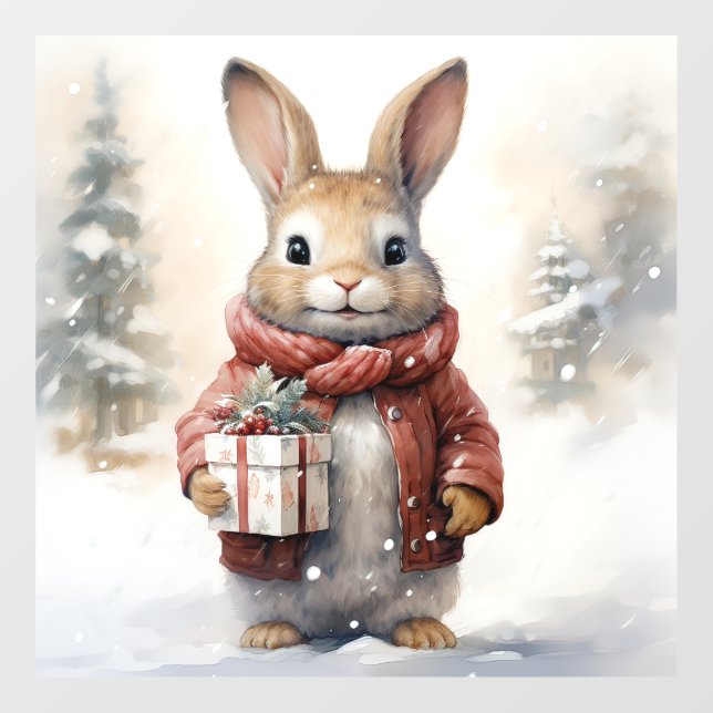 Christmas Rabbit Window Cling (Sheet)