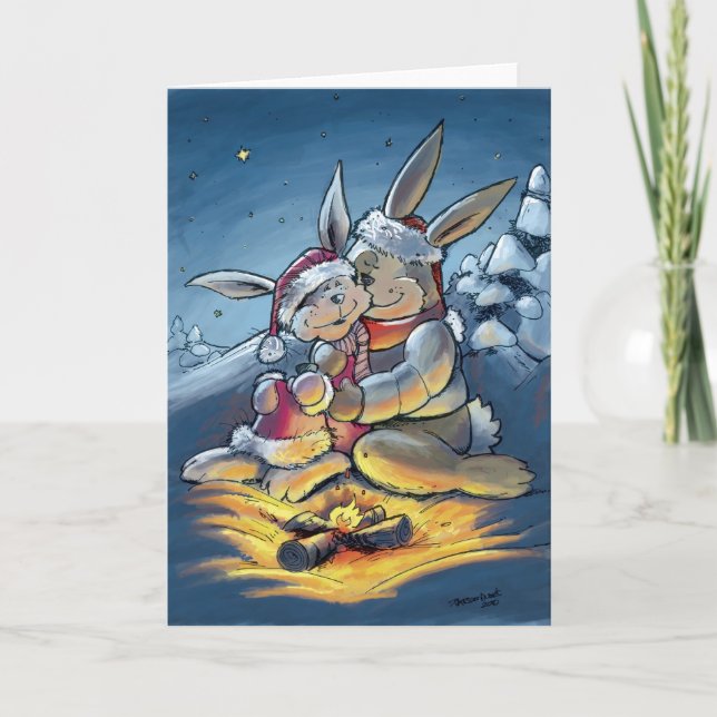 Christmas Rabbits Holiday Card (Front)