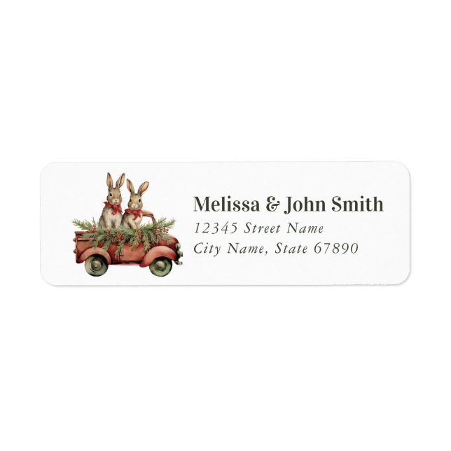 Christmas Rabbits Return Address Labels (Front)