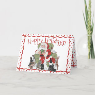 Christmas Rabbits & Santa Holiday Cute Bunny Retro