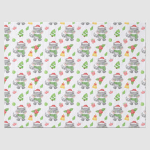 Christmas Raccoon, Berries, Presents Tissue Paper