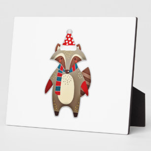 Christmas Raccoon Cartoon Plaque