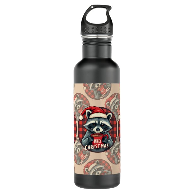 Christmas Raccoon Cocoa Cheer 710 Ml Water Bottle (Front)