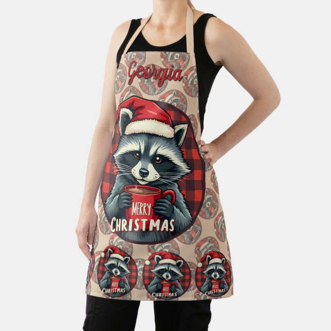 Christmas Raccoon Cocoa Cheer Apron (Insitu)
