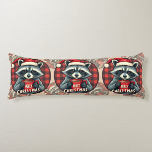 Christmas Raccoon Cocoa Cheer Body Pillow
