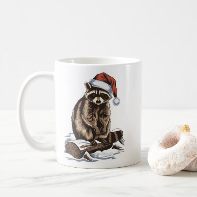 Christmas Raccoon Coffee Mug (With Donut)