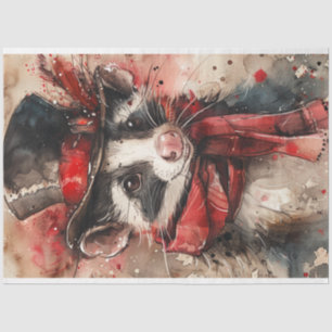 Christmas Raccoon Decoupage  Tissue Paper
