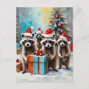 Christmas Raccoon Lover Holiday Postcard