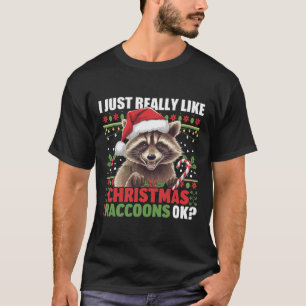 Christmas Raccoon Lovers Cute Holiday Theme  T-Shirt