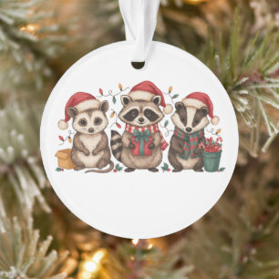 Christmas Raccoon Opossum Panda Santa Hat Xmas Ornament