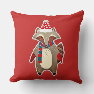 christmas raccoon pillow
