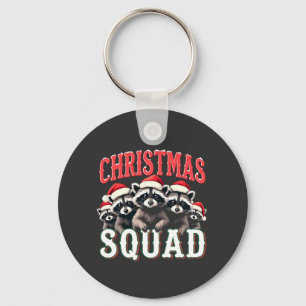 christmas raccoon, santa hat, christmas tree, rac keychain