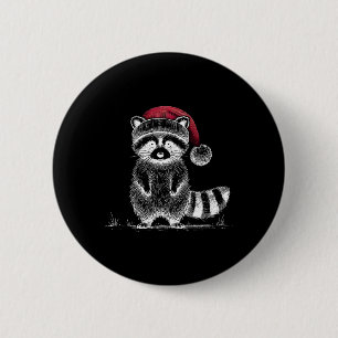 Christmas Raccoon Santa Hat Trash Panda Raccoon Lo 2 Inch Round Button