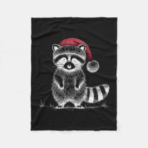Christmas Raccoon Santa Hat Trash Panda Raccoon Lo Fleece Blanket