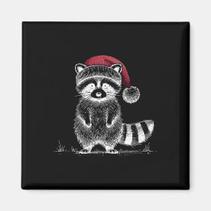 Christmas Raccoon Santa Hat Trash Panda Raccoon Lo Magnet