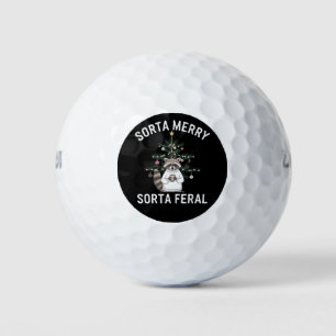 Christmas Raccoon Sorta Merry Sorta Feral Xmas Golf Balls