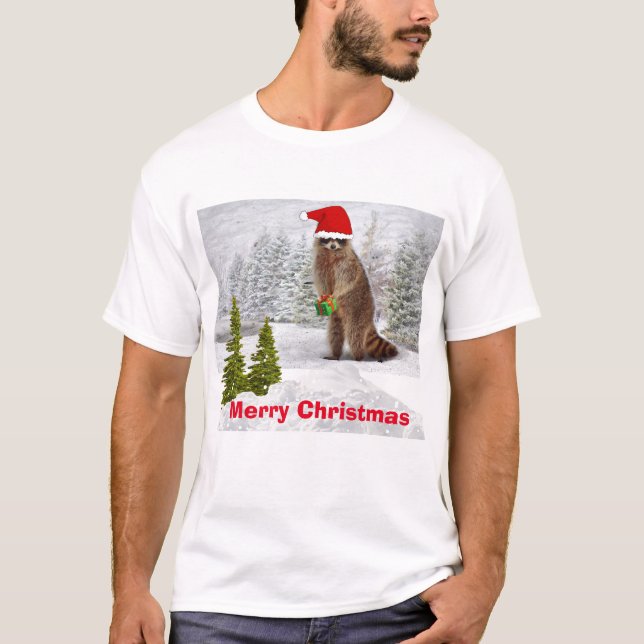 Christmas Raccoon T-Shirt (Front)