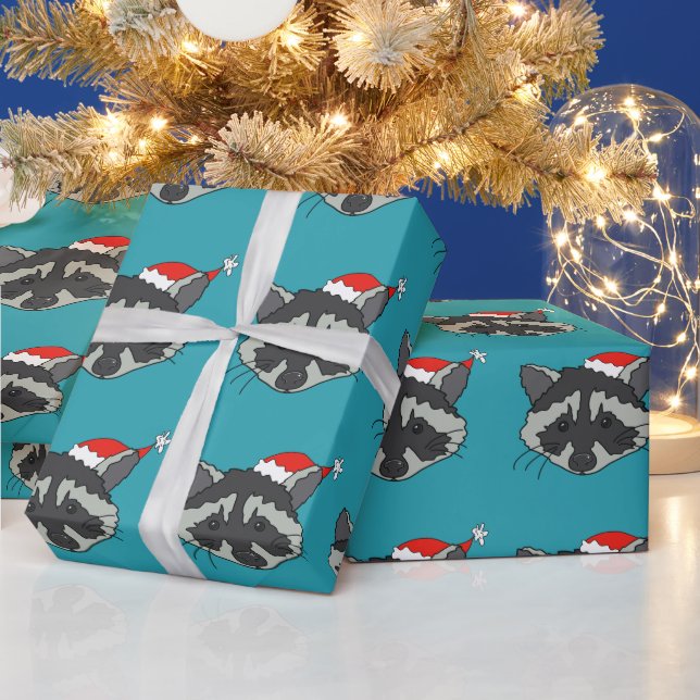 Christmas Raccoon  Wrapping Paper (Holidays)