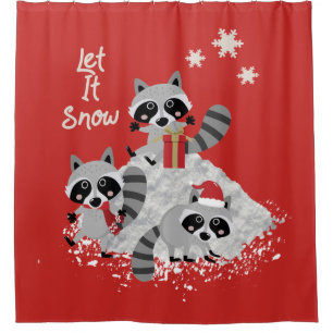 Christmas Raccoons Let It Snow Home Decor
