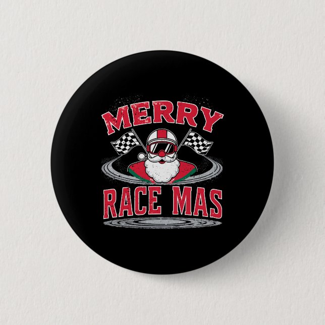 Christmas Racing  2 Inch Round Button (Front)